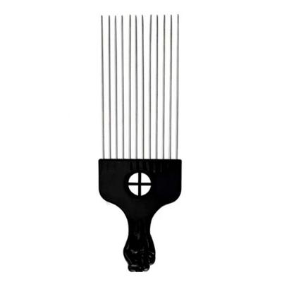 Pente Garfo De Aço Para Cabelos Crespos E Cacheados 23cm Preto