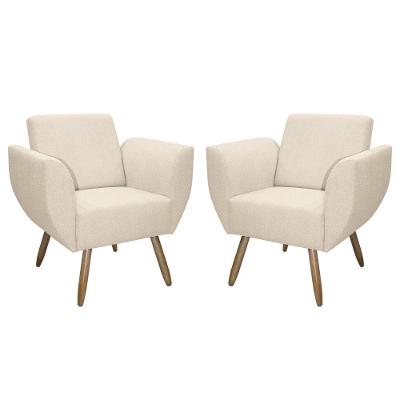 Kit De 2 Poltronas Jolly Cadeira Decorativa Em Tecido Boucle Off White