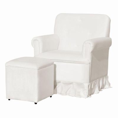 Poltrona Balanço De Amamentação Quarto Com Puff Emilia Suede Suede Branco