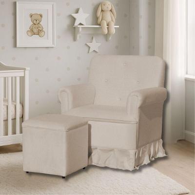 Poltrona De Amamentação Mamãe Vitória Balanço E Puff Suede Suede Cappuccino