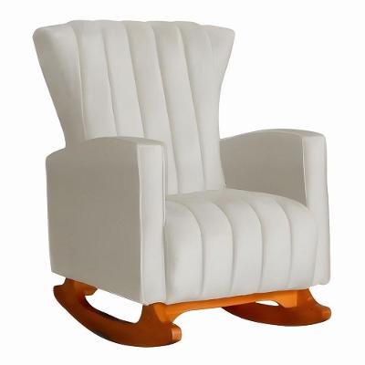 Poltrona De Amamentação De Balanço Estofado Emilly Suede Suede Bege