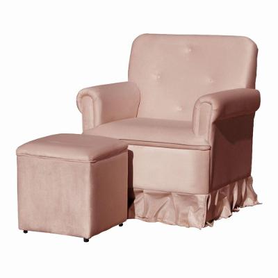 Poltrona Para Amamentação Balanço E Puff Dandara Veludo Cor:veludo Rosa