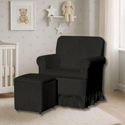 Poltrona De Amamentação Mamãe Meg Balanço E Puff Suede Suede Preto