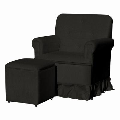 Poltrona Balanço De Amamentação Quarto Com Puff Emilia Suede Suede Preto