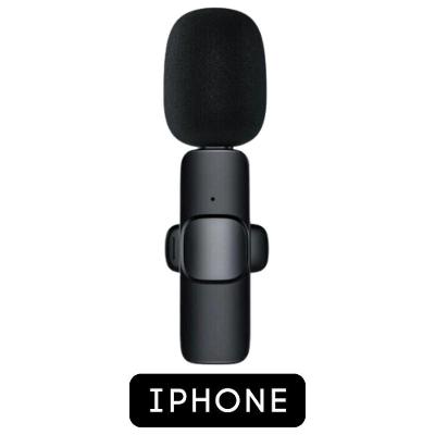 Microfone Lapela Wireless Sem Fio Para Iphone Ipad Lightning - Preto