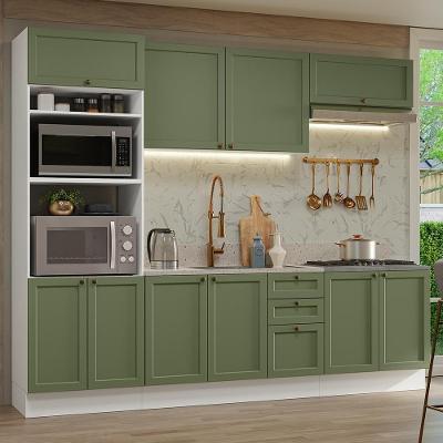 Armário De Cozinha Completa 270 Cm Branco/verde Vik Madesa 01 Branco/verde