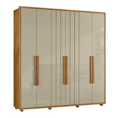 Guarda-roupa Casal Portinari Ripado 6 Portas 4 Gavetas - 7 Decor Cumaru E Opala