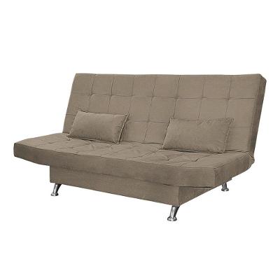 Sofá Cama Casal Com Almofadas Califórnia Suede Cappuccino