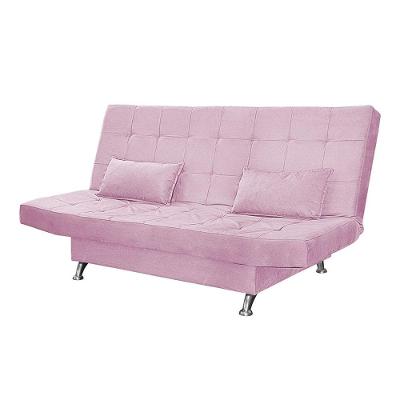 Sofá Cama Casal Com Almofada 3 Lugares Califórnia Suede Rosê