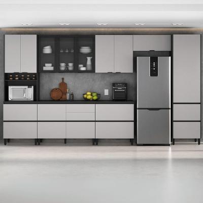Cozinha Completa Itatiaia Lumina 410cm Em Madeira Mdf Grafite/fendi