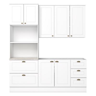 Cozinha Modulada Americana 3 Peças Com Balcão 120cm Sem Tampo Branco/calcare - Móveis Henn Branco/calcare