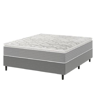 Cama Box Casal Molas Ensacadas Pillow Top 138x188x63cm Martino Cinza Umaflex Cinza