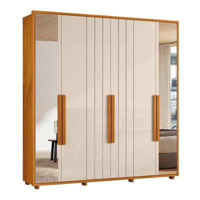 Guarda-roupa Casal Portinari Ripado 6 Portas 4 Gavetas 2 Portas C/ Espelho - 7 Decor Cinamomo E Off White