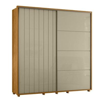 Guarda-roupa Casal Monet Ripado 2 Portas De Correr 4 Gavetas - 7 Decor Cumaru E Opala