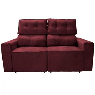 Sofá Para Sala Reclinavel Estofado Price 180cm Veludo Vinho Vinho