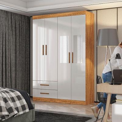 Guarda Roupa Casal Lu 4 Portas 2 Gav. Espelho Carioca Móveis Cinamomo Com Off White