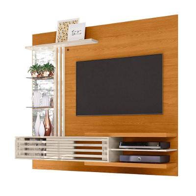 Painel Bancada Suspensa Para Tv 60 Polegadas Frizz Supreme - 7 Decor Cinamomo E Off White