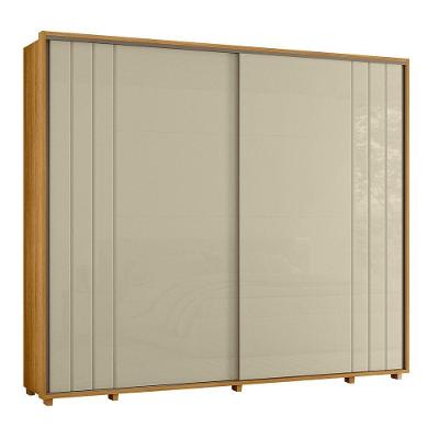 Guarda-roupa Casal Dalí Ripado Com Escada 2 Portas 8 Gavetas - 7 Decor Cumaru E Opala
