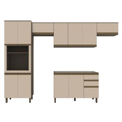 Cozinha Modulada Connect 4 Peças Com Torre Quente 1 Forno Duna/cristal - Móveis Henn Duna/cristal