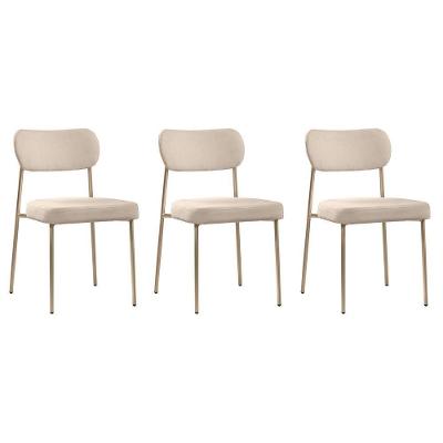 Conjunto 3 Cadeiras Lavínia Bouclê Bege/aço Champanhe - Salaone Bouclê Bege/aço Champanhe