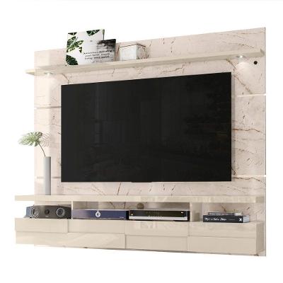 Painel Bancada Suspensa Para Tv 60 Polegadas Lana 1.8 - 7 Decor Calacata E Off White