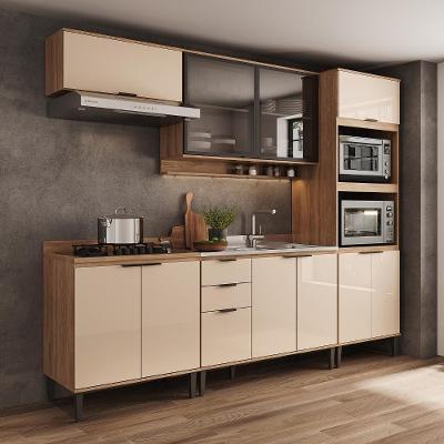 Armário De Cozinha Completa C Balcão Miami Design Carraro Off White C Freijó