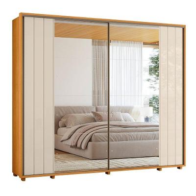 Guarda-roupa Casal Dalí Ripado Com Escada 2 Portas 8 Gavetas 2 Portas C/ Espelho - 7 Decor Cinamomo E Off White