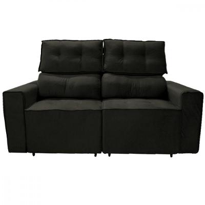 Sofá Para Sala Reclinavel Estofado Price 180cm Suede Marrom Escuro