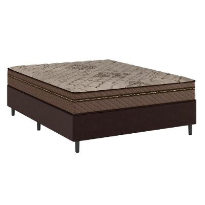 Cama Box Casal Colchão Com Molas Ensacadas Tokio 138x188x63cm Marrom Umaflex Marrom