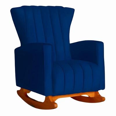 Poltrona De Amamentação De Balanço Estofado Emilly Suede Suede Azul Marinho