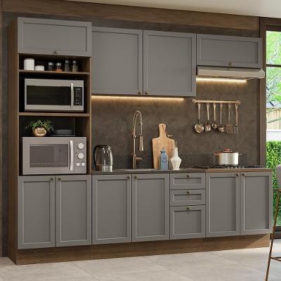 Armário De Cozinha Completa 270 Cm Rustic/cinza Vik Madesa 01 Rustic/cinza