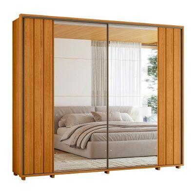 Guarda-roupa Casal Dalí Ripado Com Escada 2 Portas 8 Gavetas 2 Portas C/ Espelho - 7 Decor Cinamomo