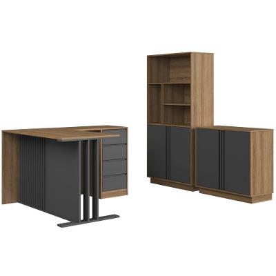 Conjunto Para Escritorio Office 3 Peças Cm4080 Faem Mel Grafite