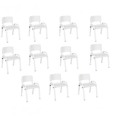 Kit 11 Cadeiras Infantil Iso, Escola, Base Branco-branco