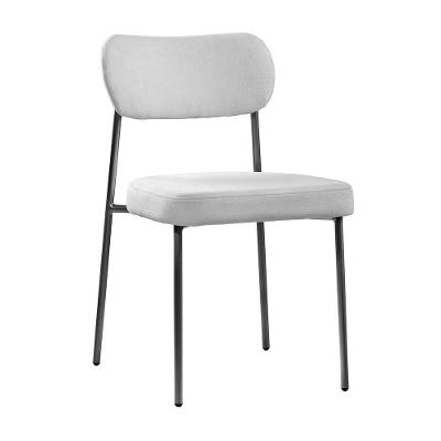 Cadeira Lavínia Bouclê Cinza/aço Preto - Salaone Bouclê Cinza/aço Preto