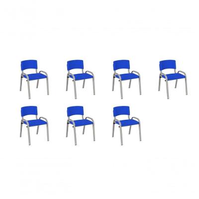 Kit 7 Cadeiras Infantil Iso, Escola, Base Cinza- Azul