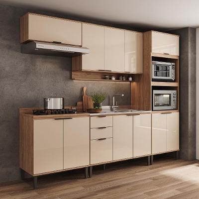Armário De Cozinha Completa C Balcão Miami Wave Carraro Off White C Freijó