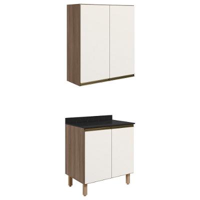 Armario Aereo Balcao 2 Portas 70cm Mdf Kali Nicioli Carvalho Toq Off White Cetim