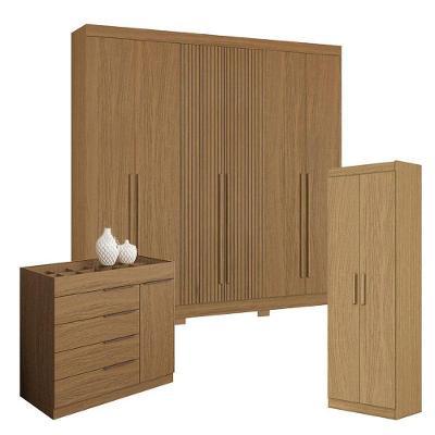 Guarda Roupa Casal 2030230 Com Multiuso 2000191 E Cômoda Sevilha Atacama - Aramóveis