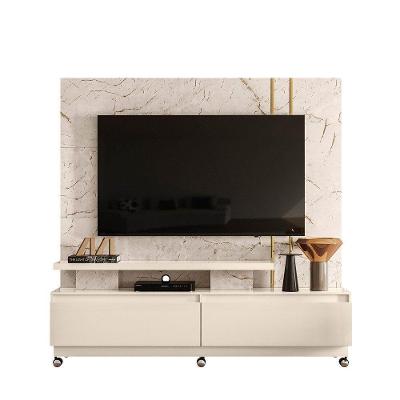 Combo Home Com Rodinhas + Painel Para Tv 60 Polegadas New Apolo - 7 Decor Calacata E Off White