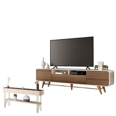 Rack Bancada época Com Aparador Vivant Castanho Off White - Hb Móveis