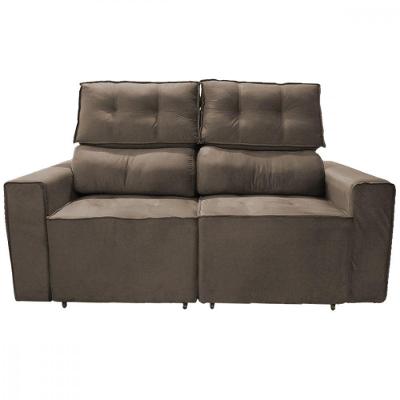 Sofá Para Sala Reclinavel Estofado Price 180cm Suede Rato Marrom
