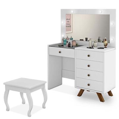 Penteadeira Camarim Luna Branco Com Banqueta - Móveis Luapa Branco