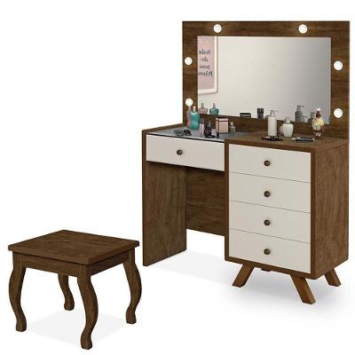 Penteadeira Camarim Luna Malbec-off White Com Banqueta - Móveis Luapa Malbec-off White