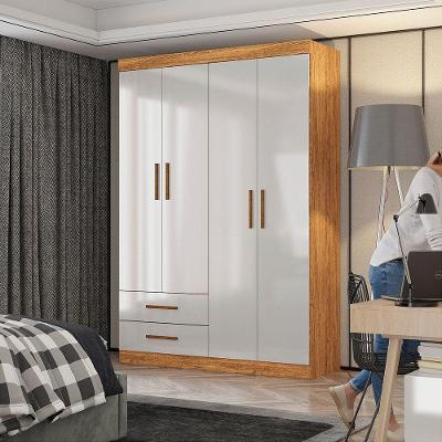 Guarda Roupa Casal Lu 4 Portas 2 Gavetas Carioca Móveis Cinamomo Com Off White