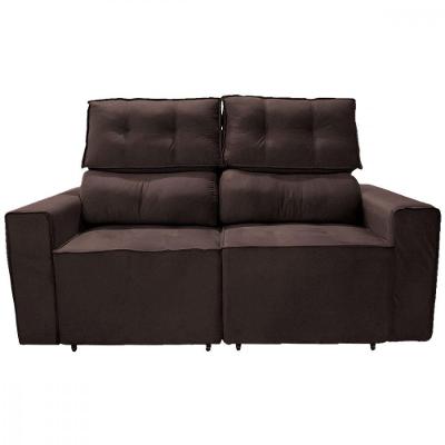 Sofá Para Sala Reclinavel Estofado Price 180cm Veludo Chocolate