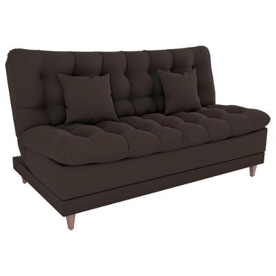 Sofa Cama 2 Lugares 185 Cm Duda Veludo Light B255 Milani Store Marrom