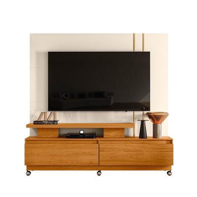 Combo Home Com Rodinhas + Painel Para Tv 60 Polegadas New Apolo - 7 Decor Cinamomo E Off White
