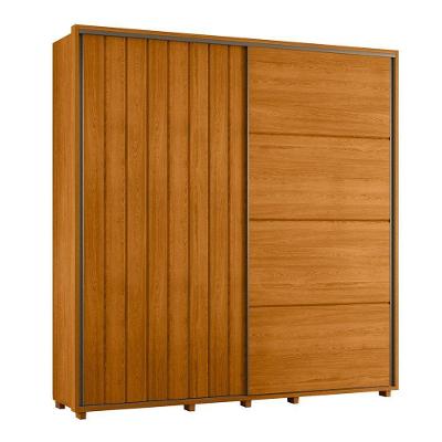 Guarda-roupa Casal Monet Ripado 2 Portas De Correr 4 Gavetas - 7 Decor Cinamomo