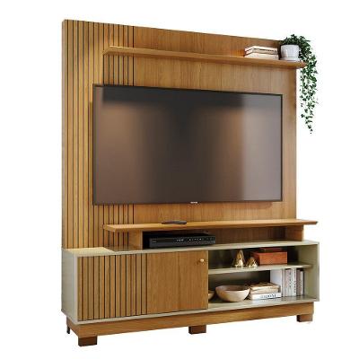 Combo Home Com Pés + Painel Para Tv 60 Polegadas Ares - 7 Decor Cumaru E Opala